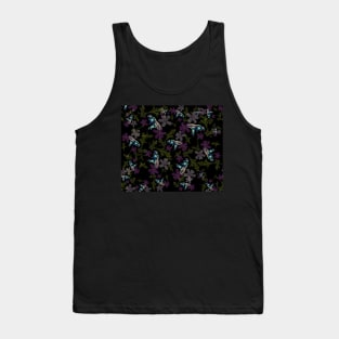Copy of Bee with orchid and flowers black background Tank Top